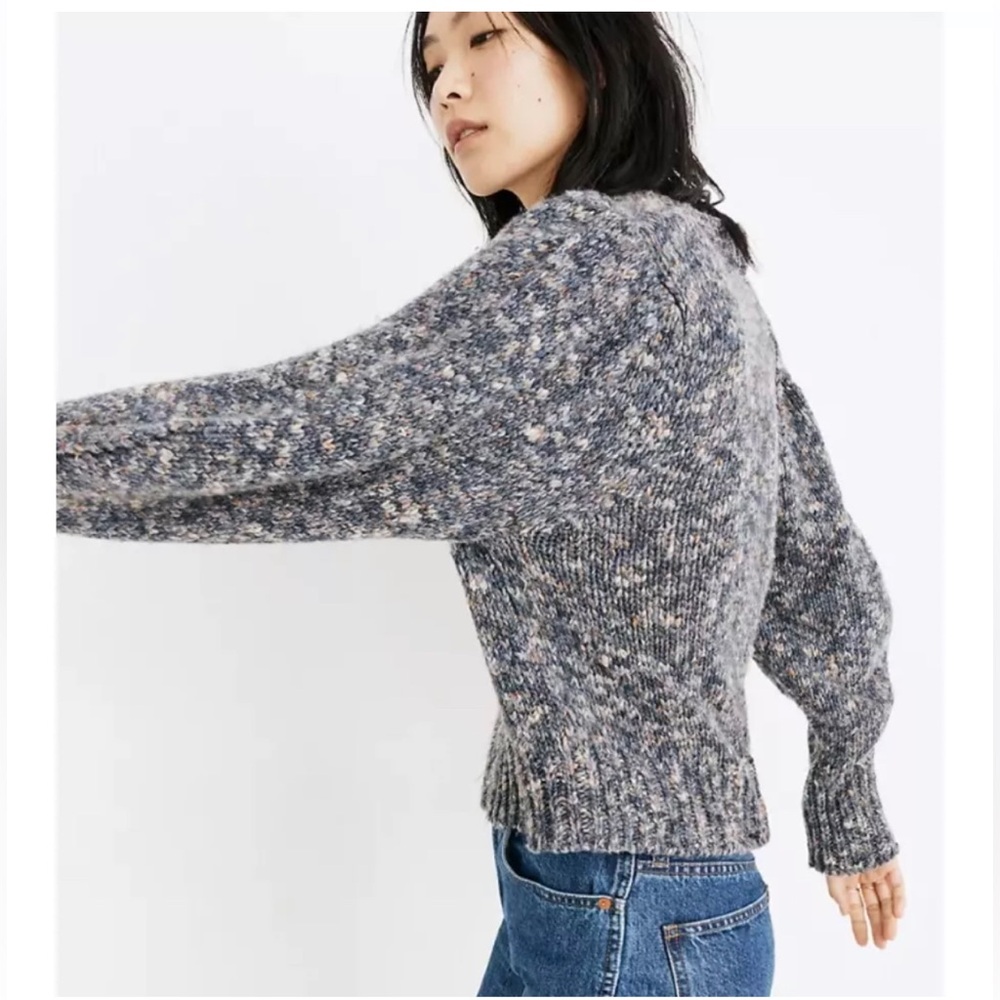 MADEWELL Pleat Shoulder Pullover Wool Blend Sweater Size Medium - Picture 3 of 16